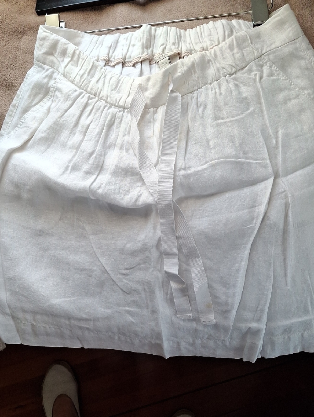 J. Crew White Linen Drawstring Skirt